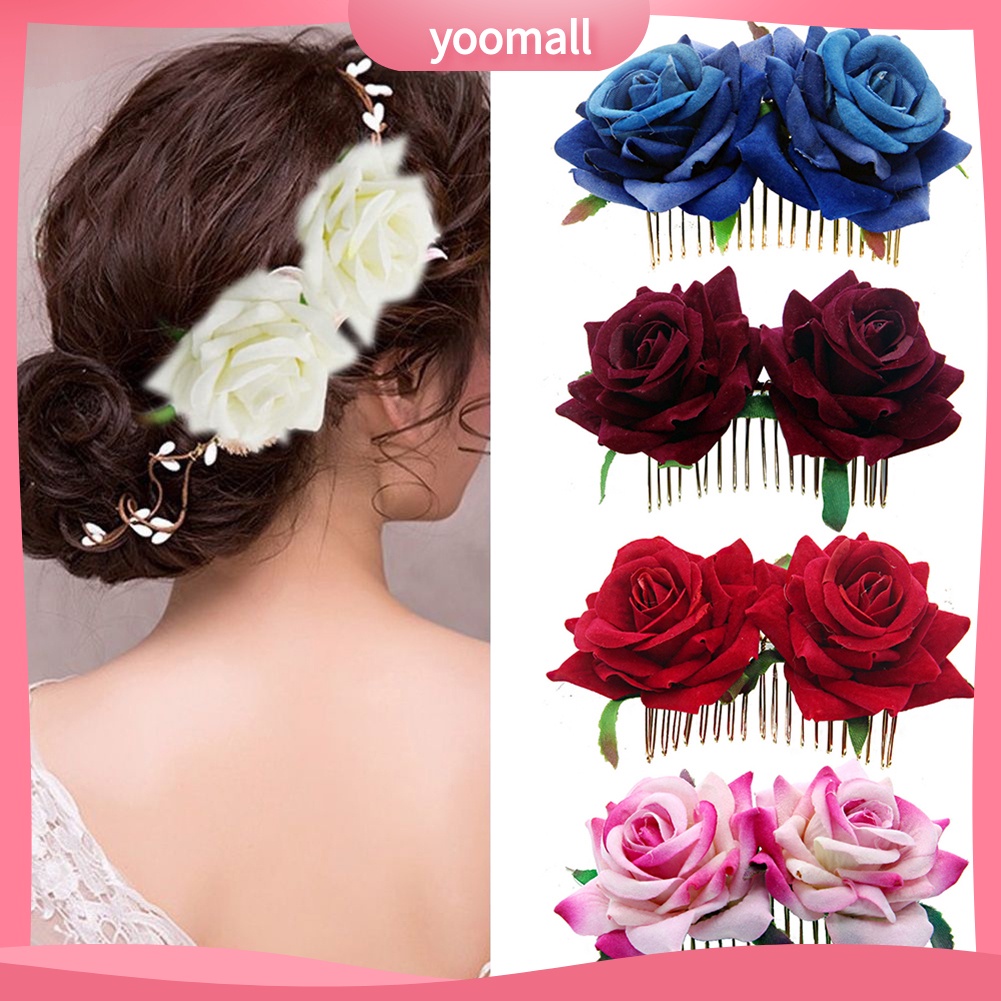 Lược Cài Tóc Hình Hoa Hồng Cho Cô Dâu
