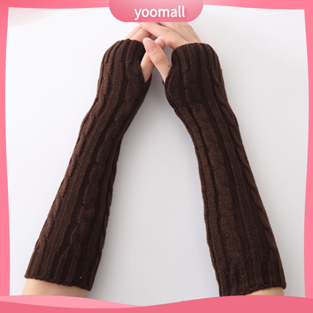 1 Đôi Găng Tay Giữ Ấm Cánh Tay Màu Sắc Đơn Giản Cho Nữ