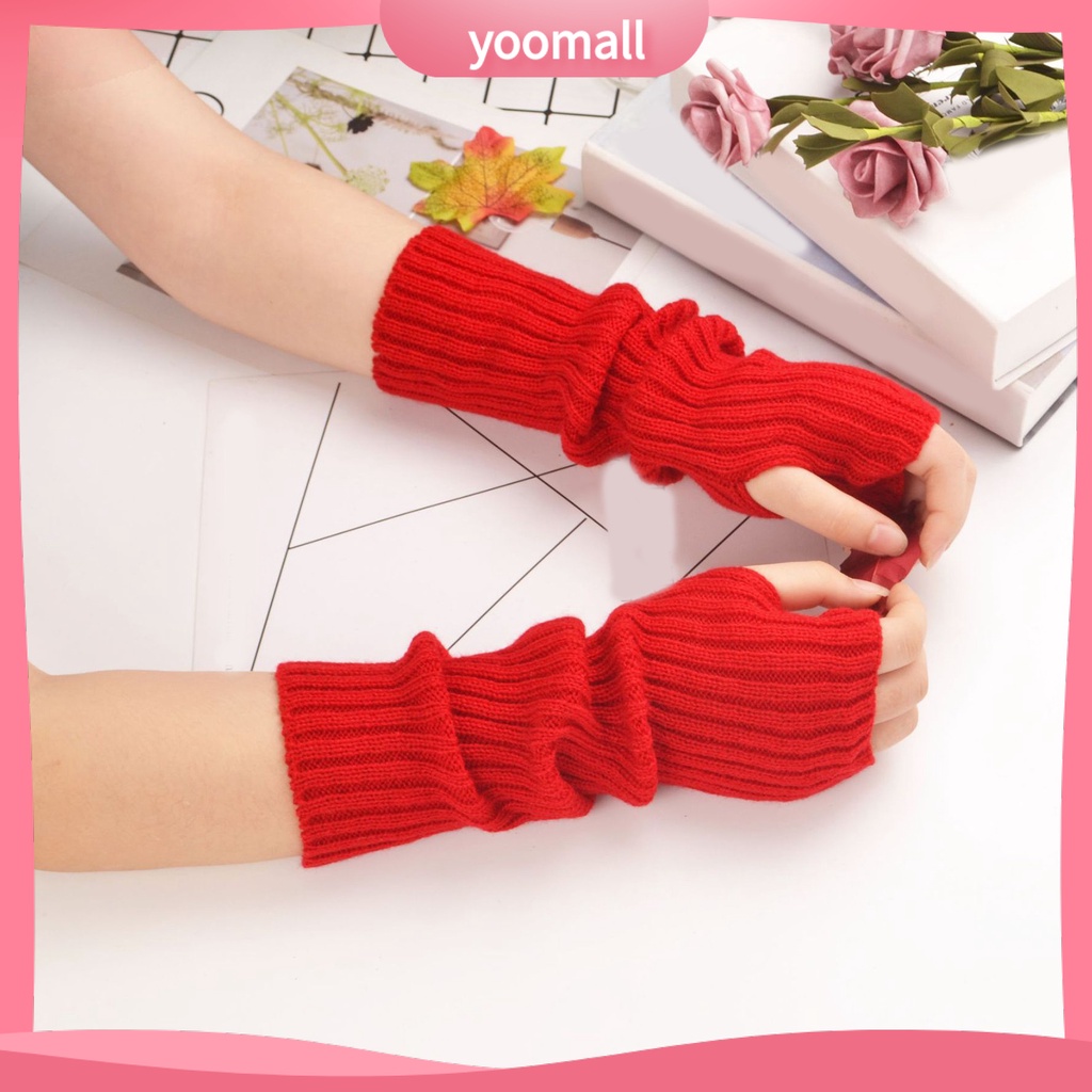 1 Đôi Găng Tay Hở Ngón Bằng Vải Dệt Kim Mềm Mại Thoáng Khí Giữ Ấm Nhiều Màu Thời Trang Cho Nữ