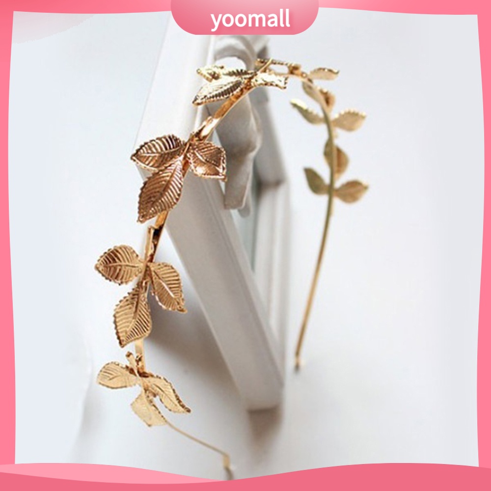 Băng Đô Cài Tóc Bằng Hợp Kim Hình Chiếc Lá Màu Vàng Thời Trang Cho Nữ