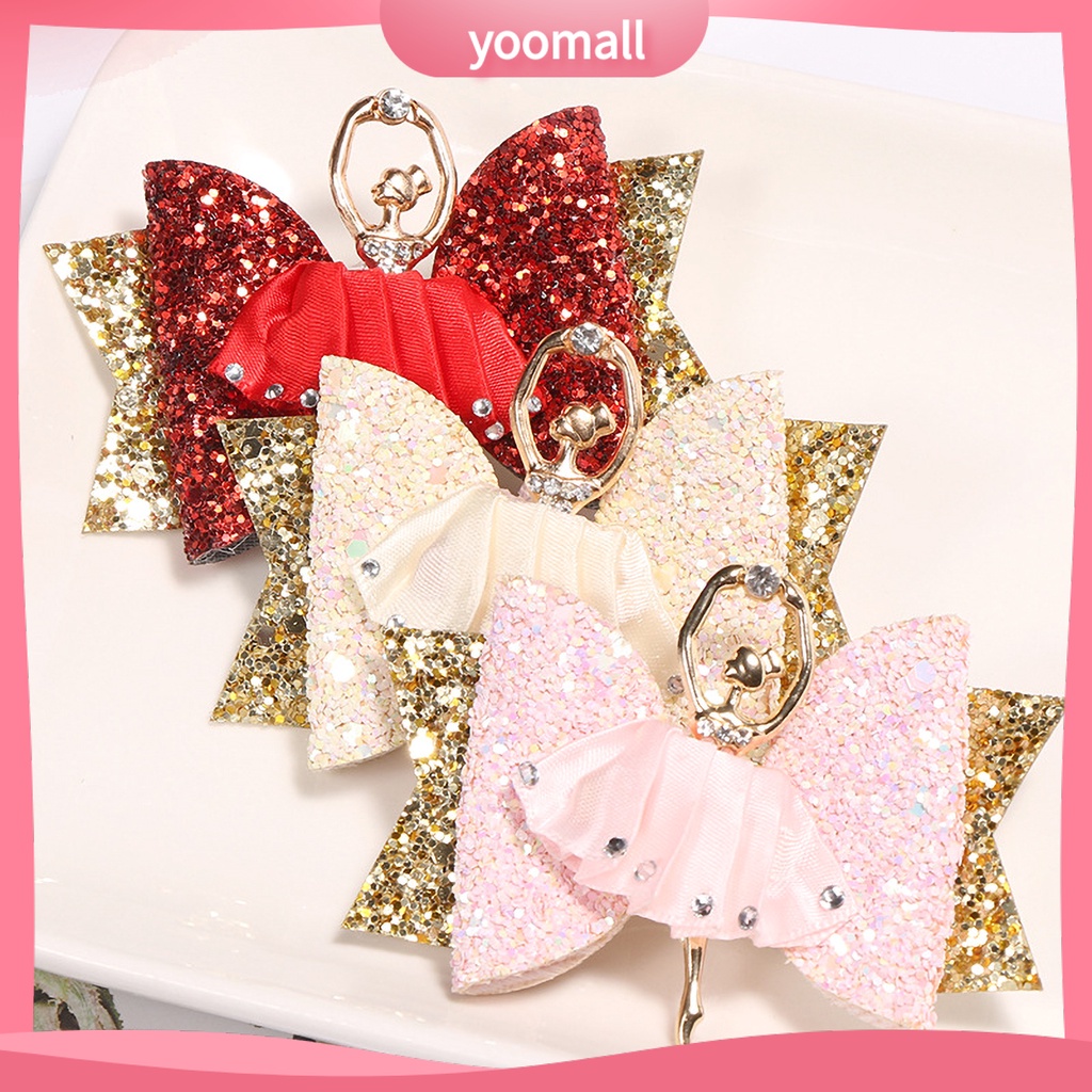 Kẹp Tóc Hình Nơ Đính Kim Sa Lấp Lánh Dễ Thương Cho Bé Gái