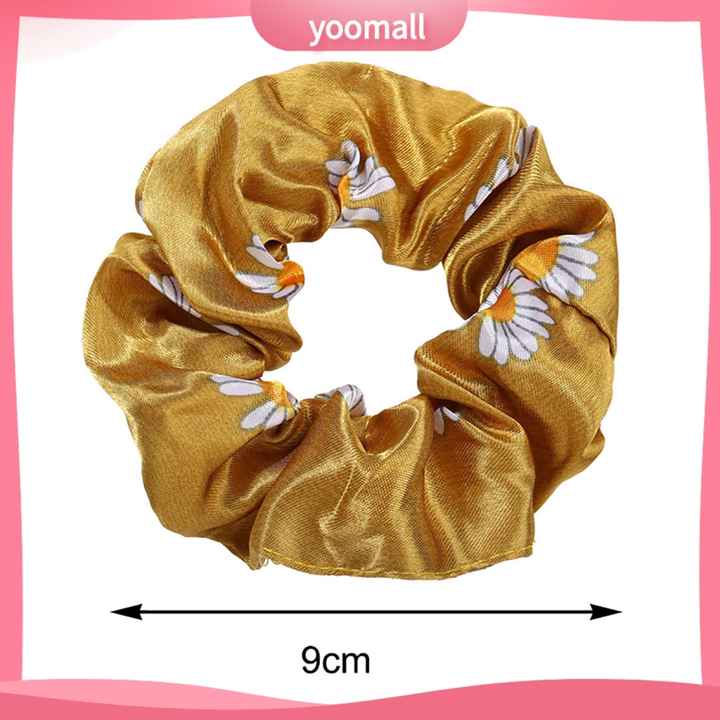 Dây Buộc Tóc Vải Satin Co Giãn In Họa Tiết Hoa Ngọt Ngào