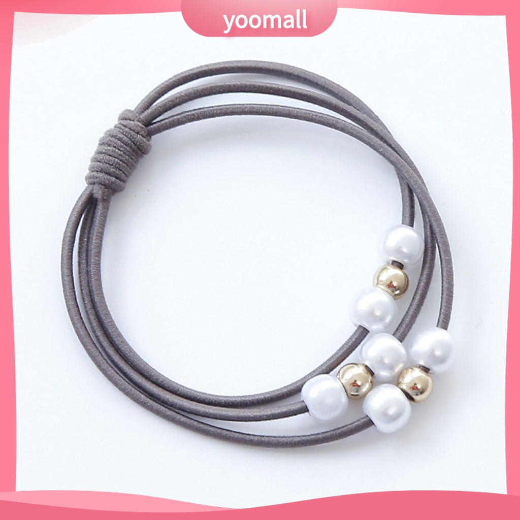 Dây Cột Tóc Cao Su Co Giãn Đính Ngọc Trai Giả Nhiều Lớp