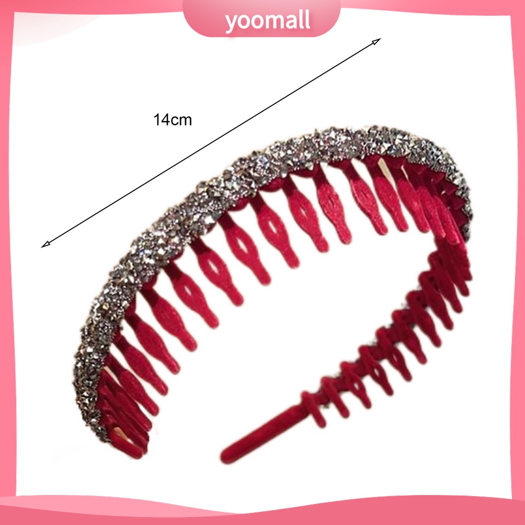 Băng đô cài tóc rửa mặt Răng Hẹp Đính Đá Lấp Lánh Chống Trượt Cho Nữ