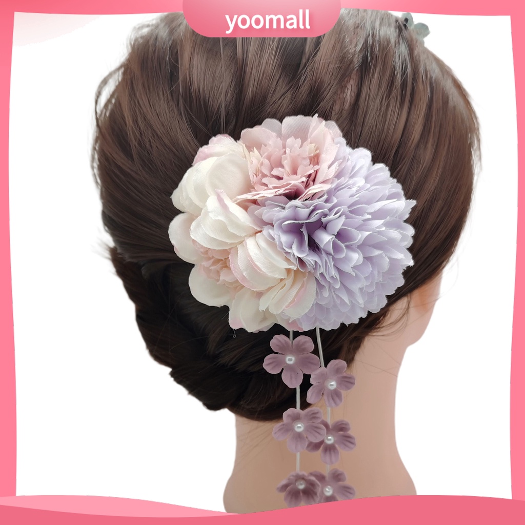 Bộ 3 Kẹp Tóc Chữ U Đính Hoa Giả Chống Rơi Thời Trang Cho Nữ