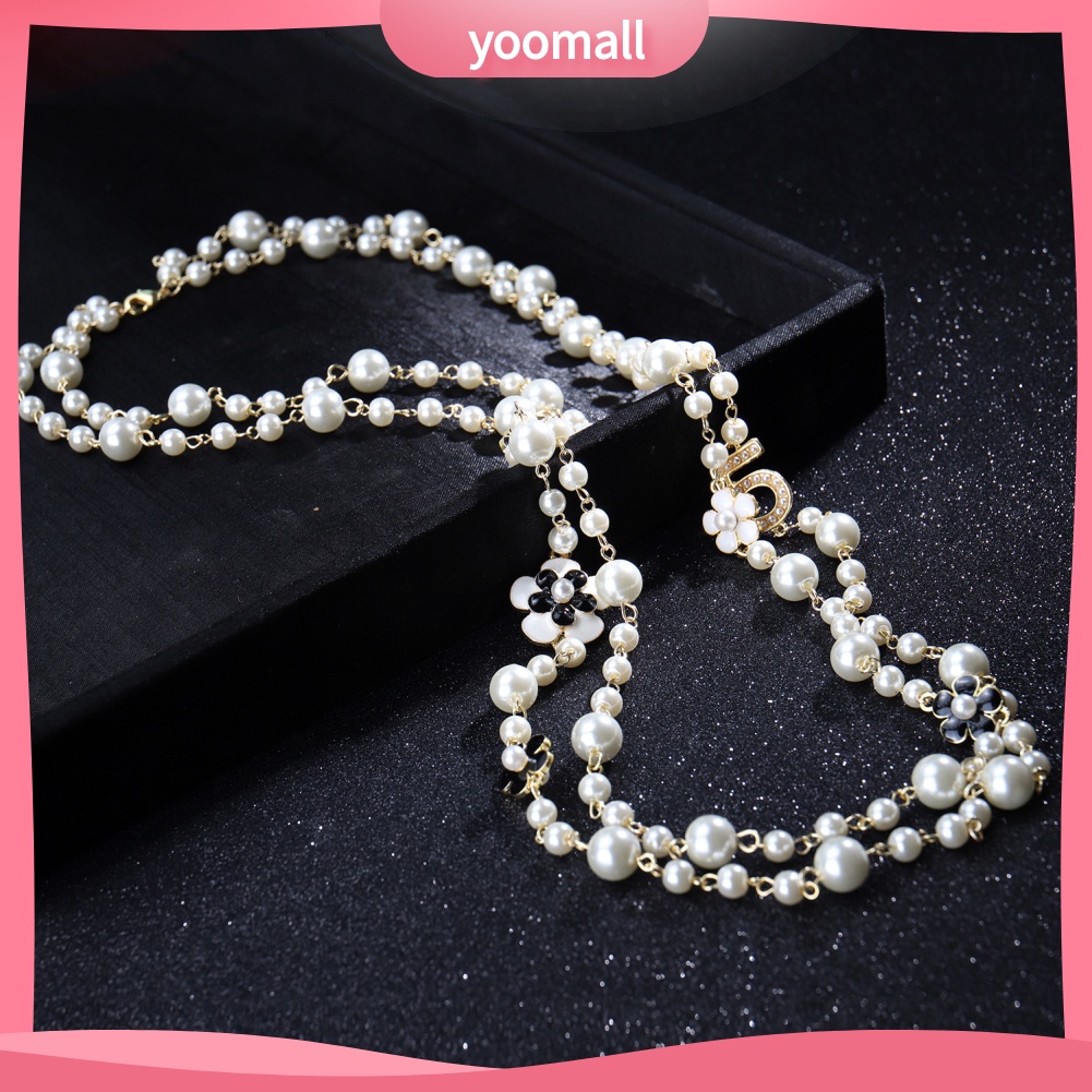 Vòng cổ Hai Lớp Mặt Số 5 Đính Ngọc Trai Nhân Tạo Thời Trang Dành Cho Nữ