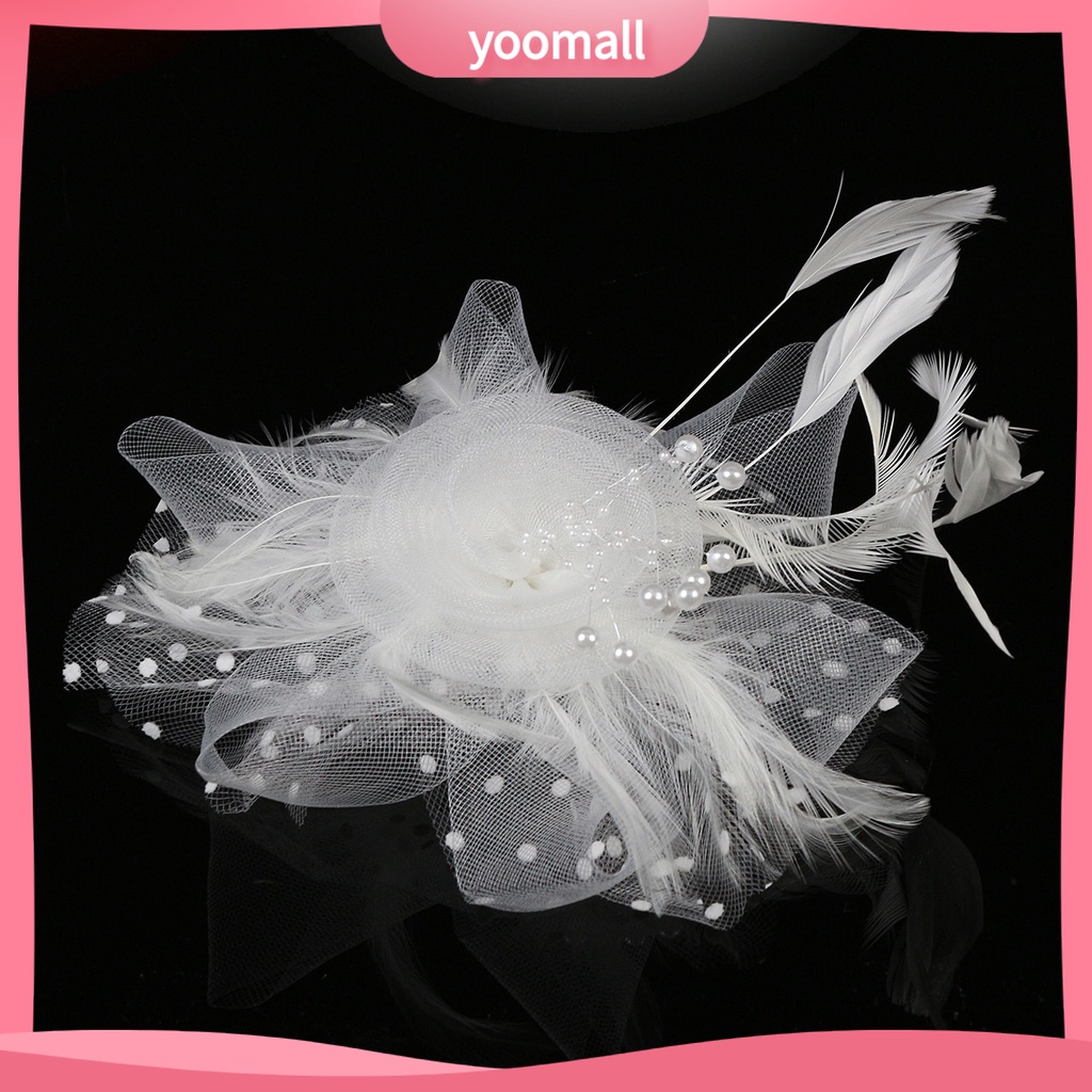 Mũ Lưới Đính Ngọc Trai Giả Và Lông Vũ Dùng Làm Đạo Cụ Chụp Ảnh