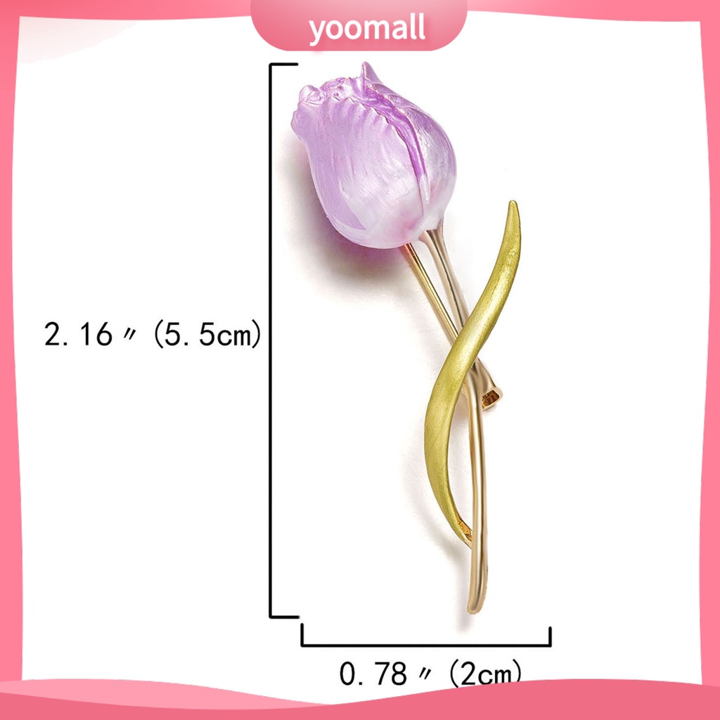 Trâm Cài Áo Hình Hoa Tulip Tráng Men Màu Hồng Xinh Xắn Lãng Mạn