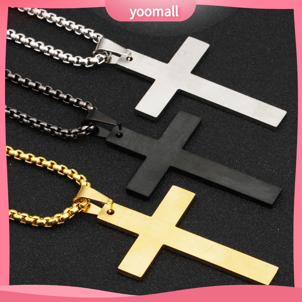 Vòng cổ Thép Titan Mặt Chữ Thập Phong Cách Retro Cho Nam