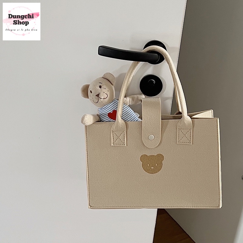 Túi xách nỉ gấu cute 2 size