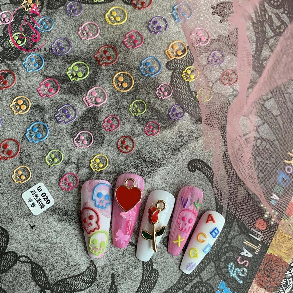 OCEANMAP Miếng Dán Trang Trí Móng Tay In Chữ Nhiều Màu DIY