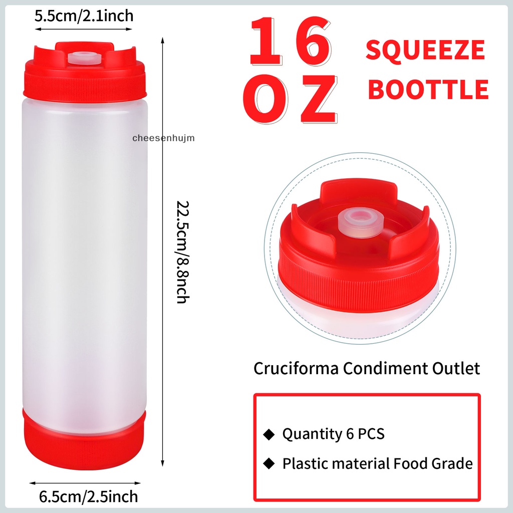 Set 6 Chai Nhựa Đựng Gia Vị Dạng Bóp 24oz Có Thể Tái Sử Dụng