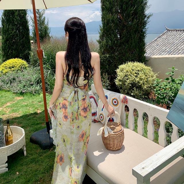 Đầm Dài Đi Biển In Hoa Thời Trang Mùa Hè Dành Cho Nữ