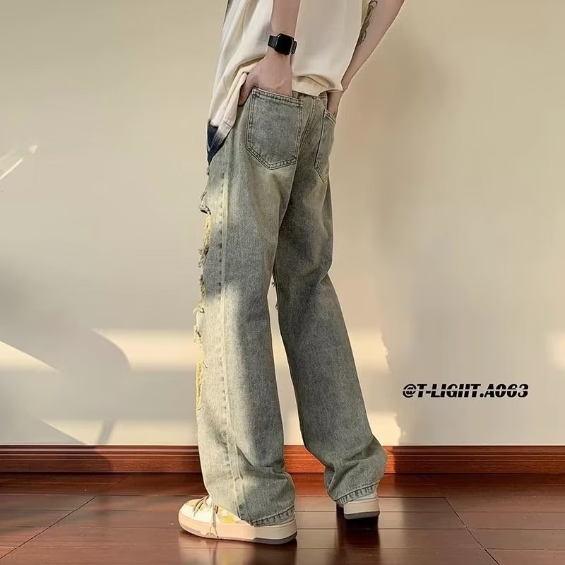 Sinransinya Quần jeans Nam Thời Trang Đường Phố Mỹ