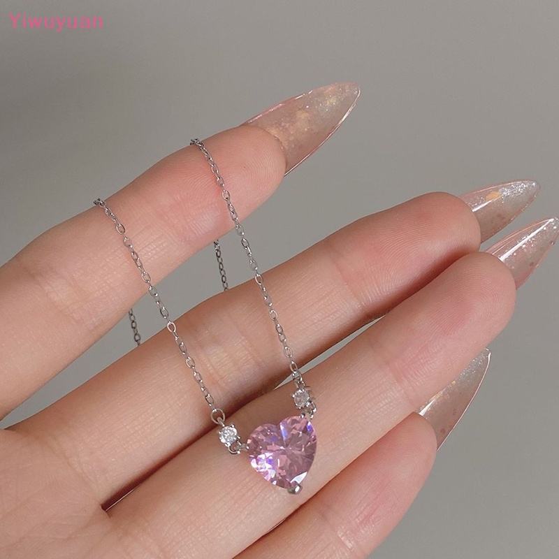 Vòng cổ Mặt Trái Tim Đính Đá Zircon Màu Hồng Mới