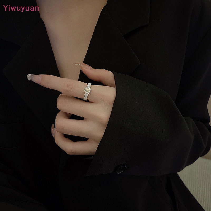 Nhẫn Mở Hình Hoa Đính Ngọc Trai Thời Trang Ngọt Ngào Cho Nữ