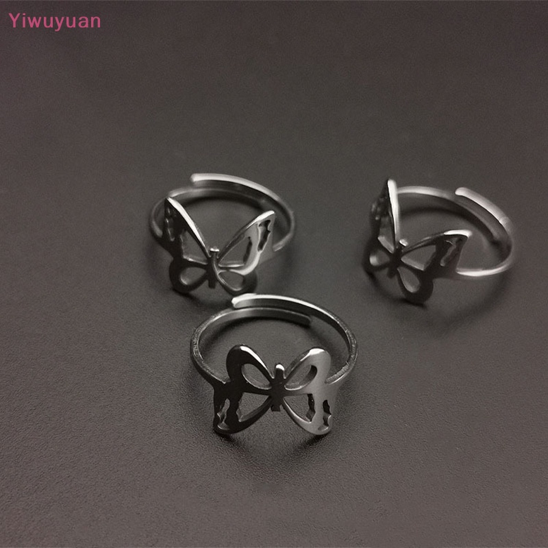 < Yiwuyuan > Nhẫn Hình Bướm Hình Học Tối Giản Có Thể Điều Chỉnh Kích Cỡ Thích Hợp Làm Quà