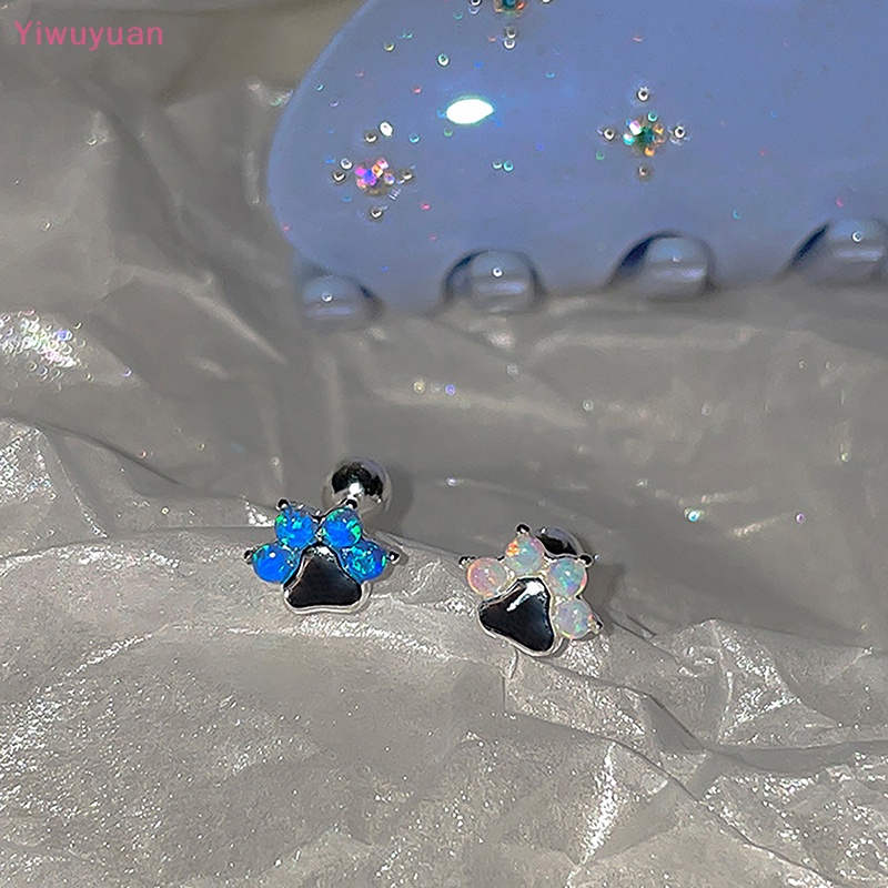 1 Đôi Khuyên Tai Hình Móng Vuốt Mèo Đính Đá Opal Thời Trang Mới