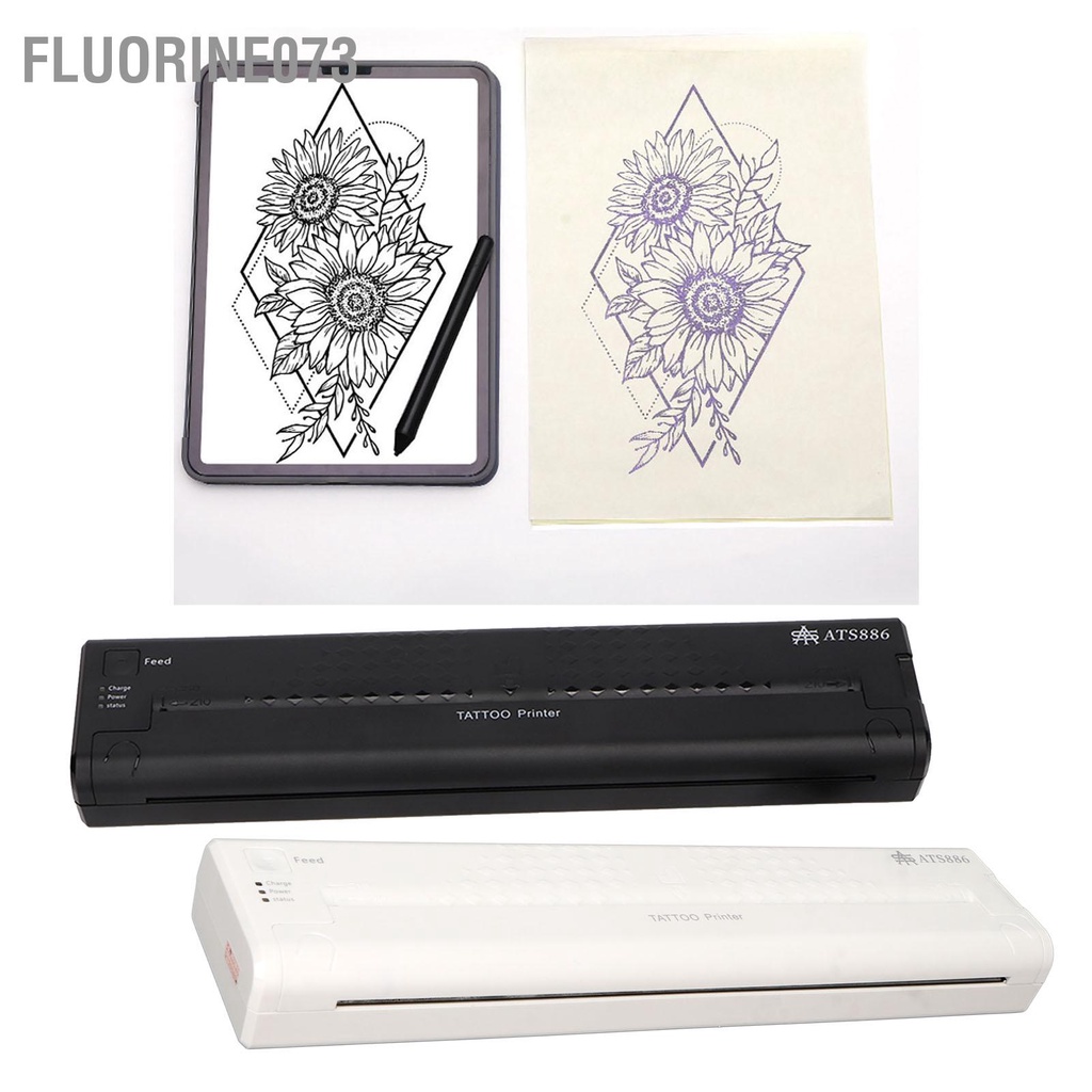 Fluorine073 Máy photocopy chuyển hình xăm nhiệt nhỏ in rõ ràng với pin 1200mAh