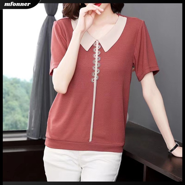 Áo Thun Nữ Tay Ngắn Cổ Búp Bê Dáng Rộng Thời Trang Mùa Hè Plus Size