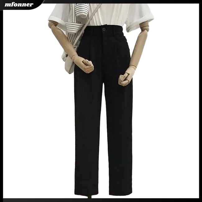 Quần ống rộng Lưng Cao Thoáng Khí Màu Sắc Đơn Giản Thanh Lịch Cho Nữ