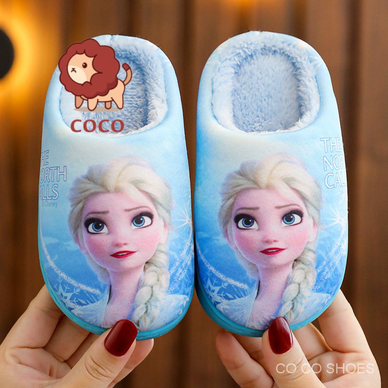 Dép Bông Đi Trong Nhà Chống Trượt Hình Công Chúa Băng Giá Cho Bé Gái