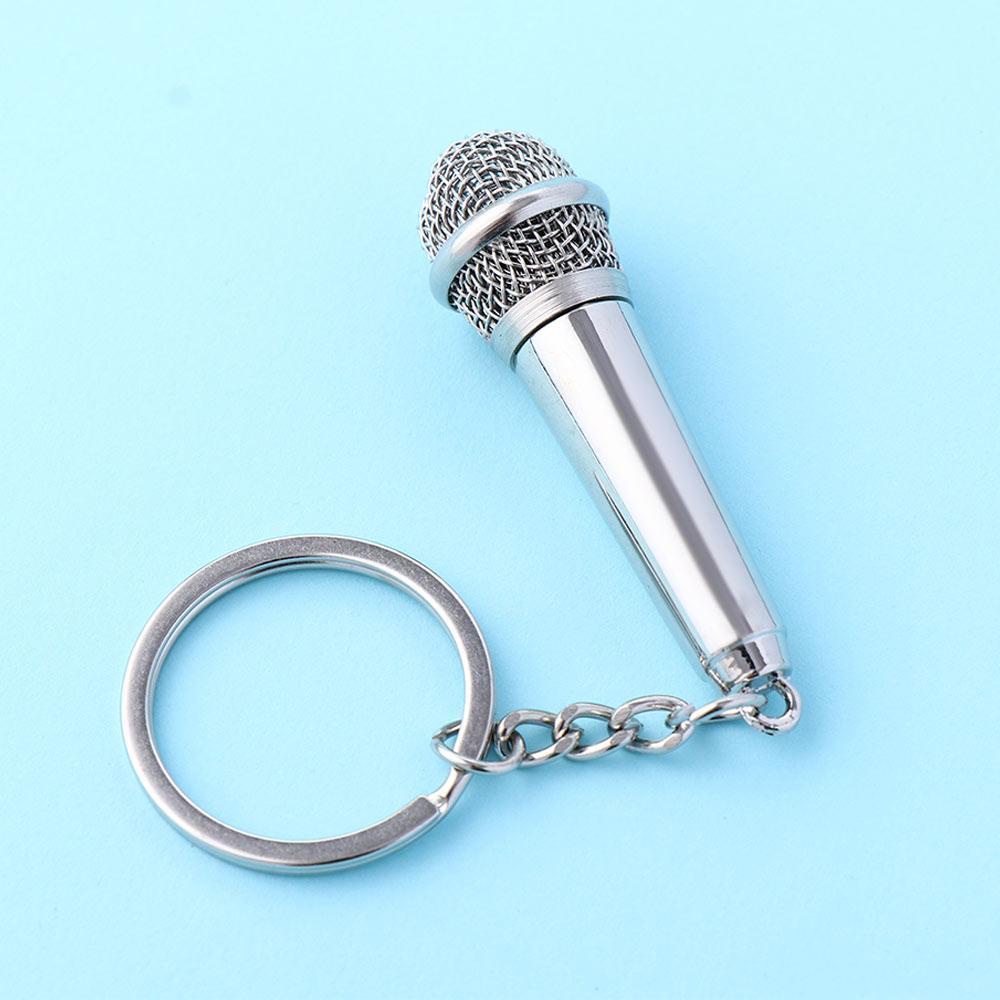 Móc Khóa Gắn Microphone Màu Bạc Thiết Kế Dễ Thương Dùng Làm Quà Tặng