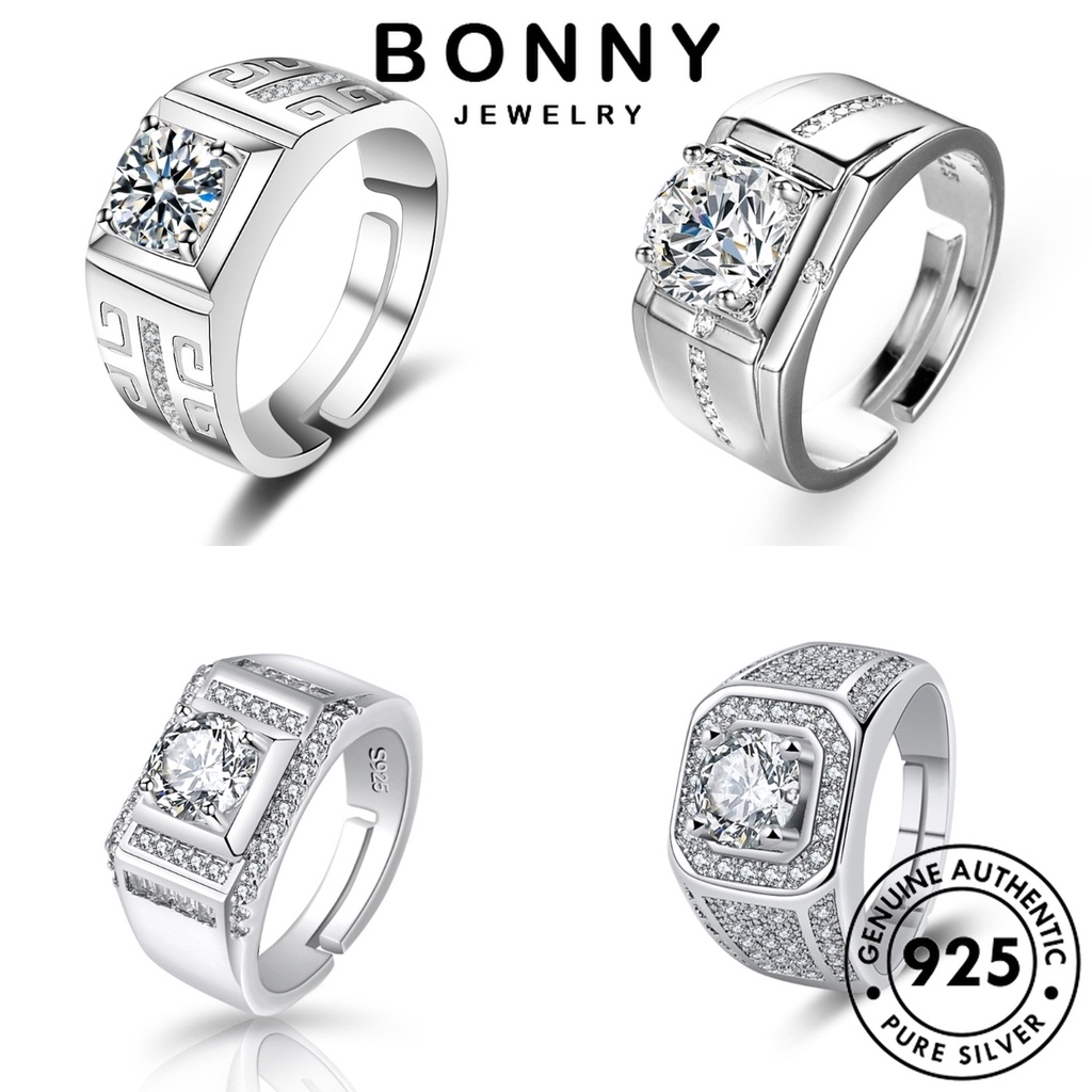 Bonny jewelry 925 nhẫn nam kim cương moissanite đơn giản trang sức bạc nguyên bản m072