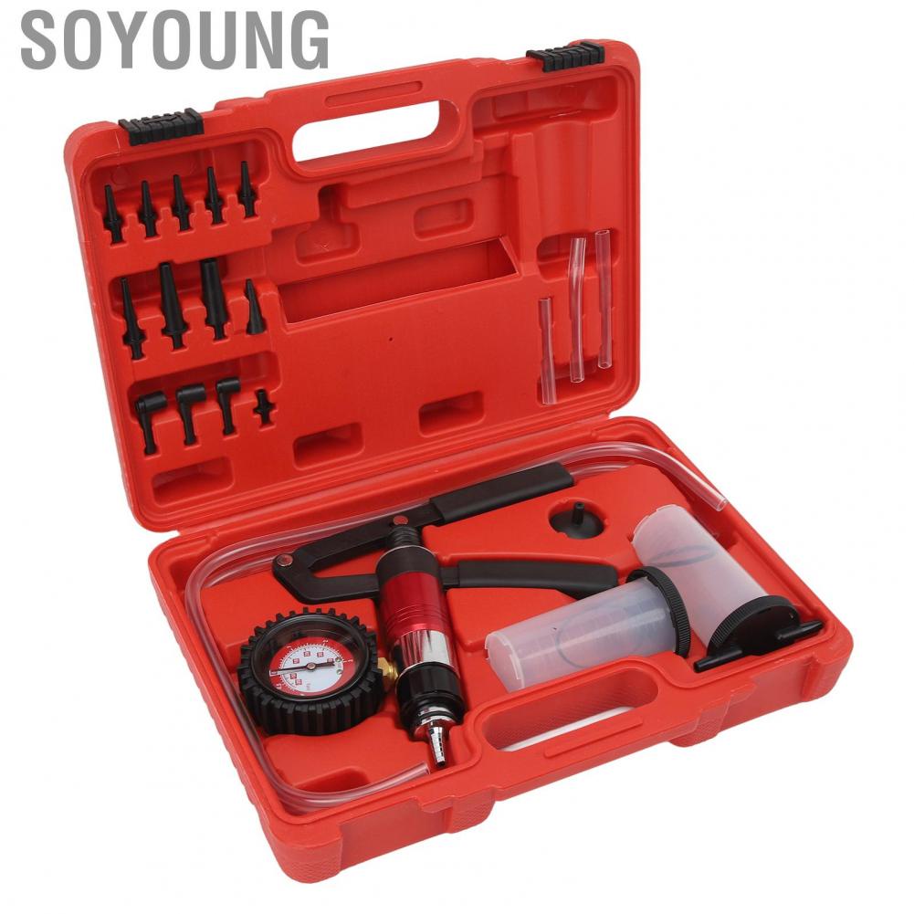 Soyoung Brake Bleeder Kit Easy To Read Hand Held Vacuum Pressure Pump Tester High Precision Convenient 0‑26 Inhg for Truck