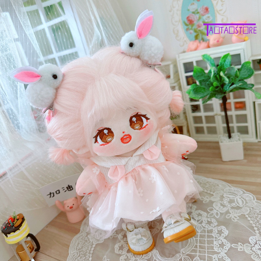 Búp Bê Vải Mềm Bắt Mắt Hình Thỏ Đáng Yêu 20cm Kèm Kẹp Tóc
