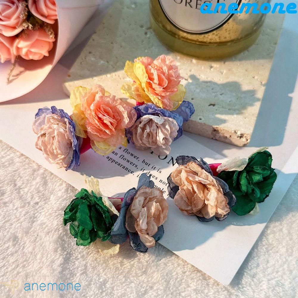 Khuyên Tai Dáng Dài Đính Hoa Vải Phong Cách Hàn Quốc Cổ Điển