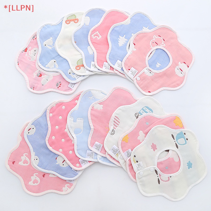 Yếm Ăn Cotton 6 Lớp Xoay 360 Độ Xinh Xắn Tiện Dụng Cho Bé Sơ Sinh