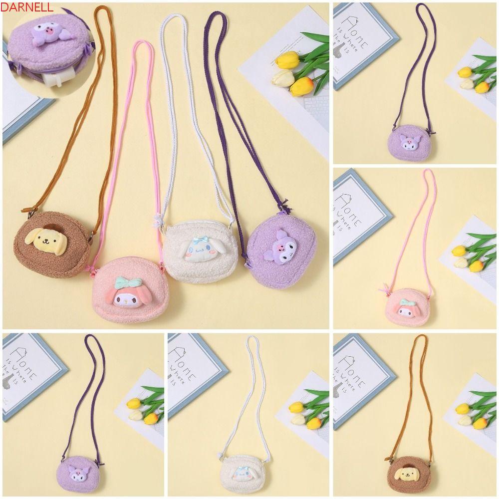 Túi Đeo Vai Bằng Nhung Lông Thiết Kế Hình Cinnamoroll Hoạt Hình Phối Khóa Kéo Dành Cho Nữ