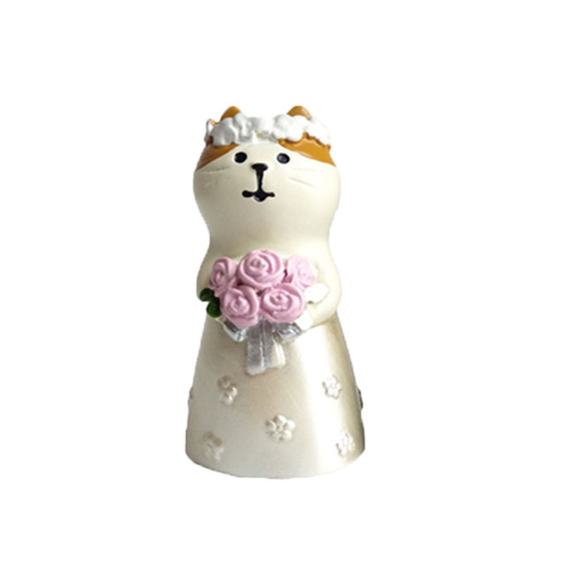 Mô Hình Chú Mèo Bằng Nhựa Resin Kiểu Nhật Bản Dễ Thương Dùng Trang Trí Bánh Cưới / Valentine