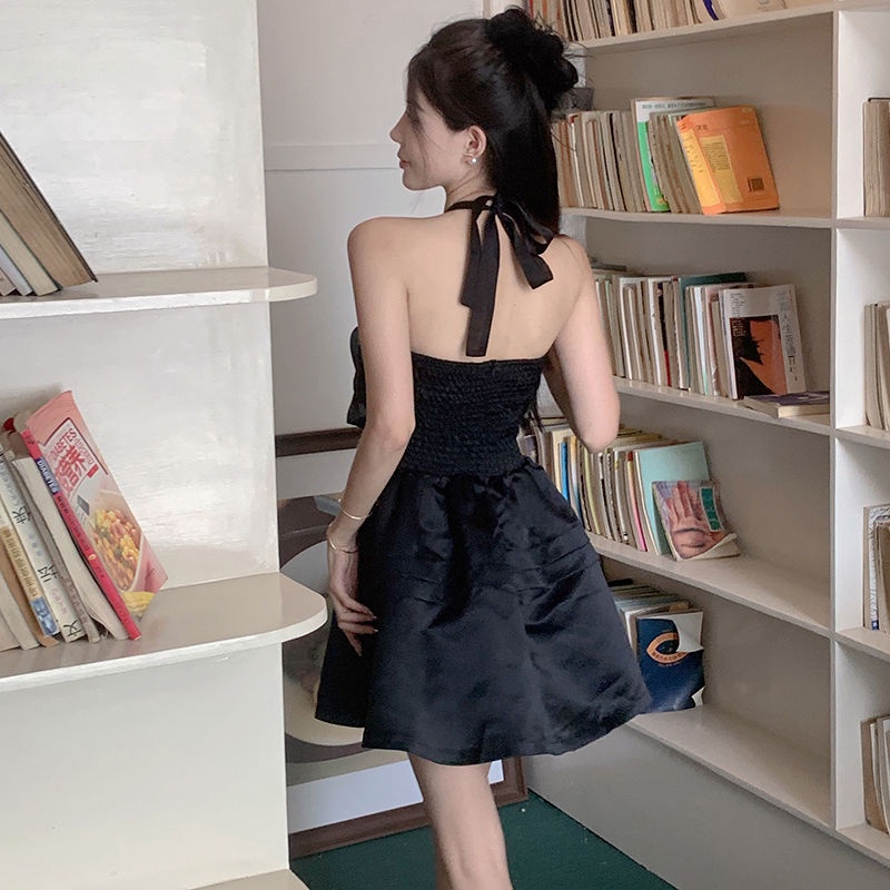 Đầm Ngắn Phồng Cổ Yếm Eo Hẹp In Họa Tiết Hoa Hồng Thời Trang Cao Cấp LX5Z Cho Nữ