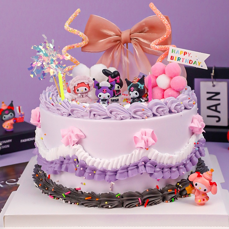 Set 5 Mô Hình Búp Bê Sanrio Kuromi My Melody 4cm Trang Trí Bánh Kem Sinh Nhật / Xe Hơi DIY