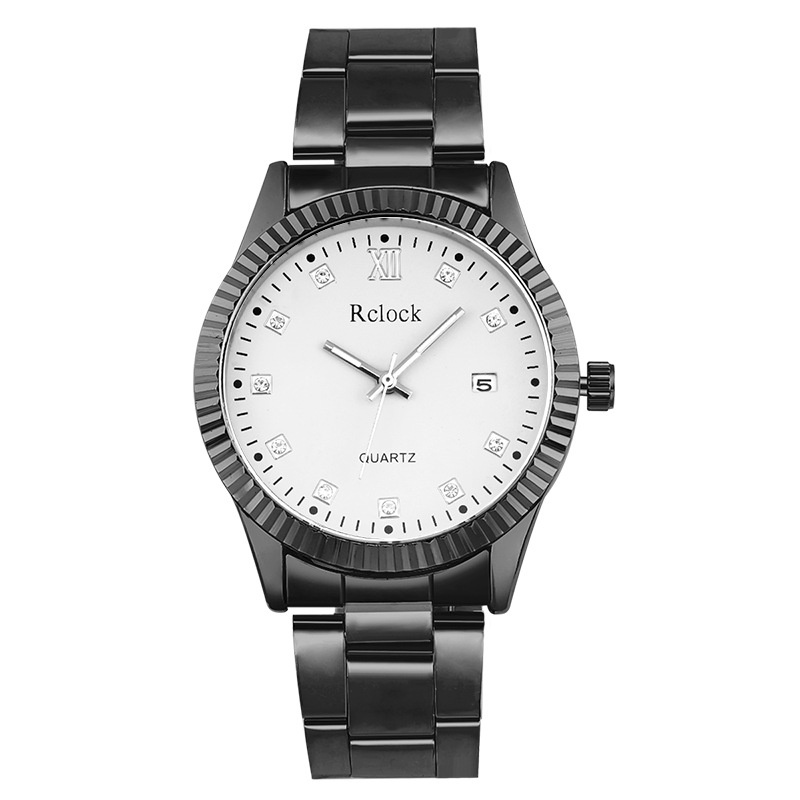 Mới Đồng Hồ Đeo Tay Máy Quartz Dây Thép Đính Kim Cương Đơn Giản Lịch Lãm Cho Nam