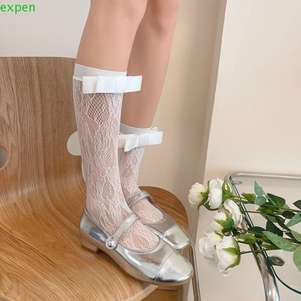 EXPEN Vớ Lụa Mỏng Co Giãn Đính Nơ Phong Cách Lolita Thời Trang Cho Nữ