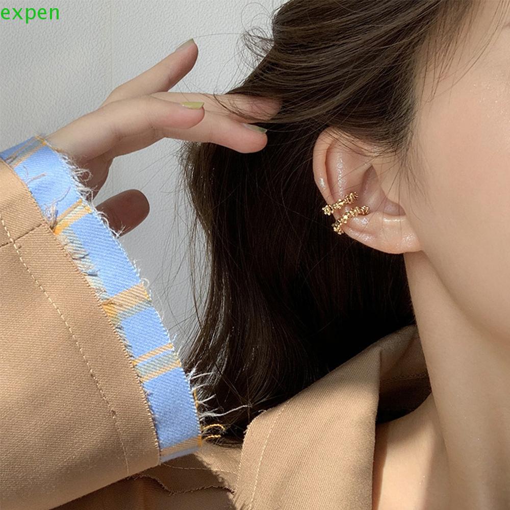 EXPEN Khuyên Kẹp Vành Tai Kim Loại Đơn Giản Thời Trang Vintage Hàn Quốc