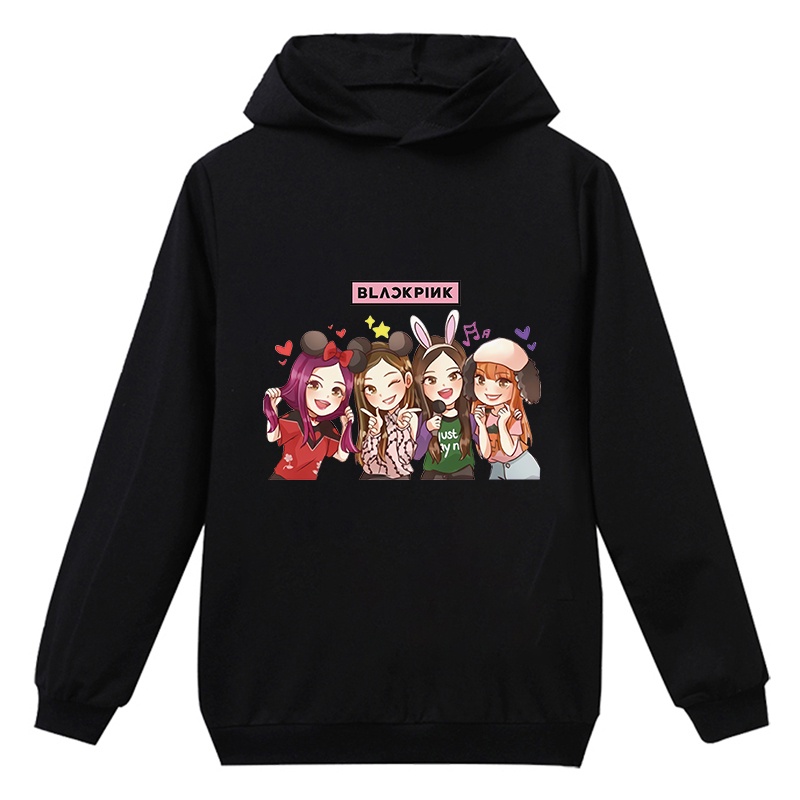 Áo Hoodie Thể Thao In Hình Hoạt Hình BLACKPINK Phong Cách Mới Cho Bé Trai Và Bé Gái