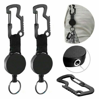 Retractable Heavy Duty Pull Ring Key Chain Recoil Keyring Wire Rope Key Holder
