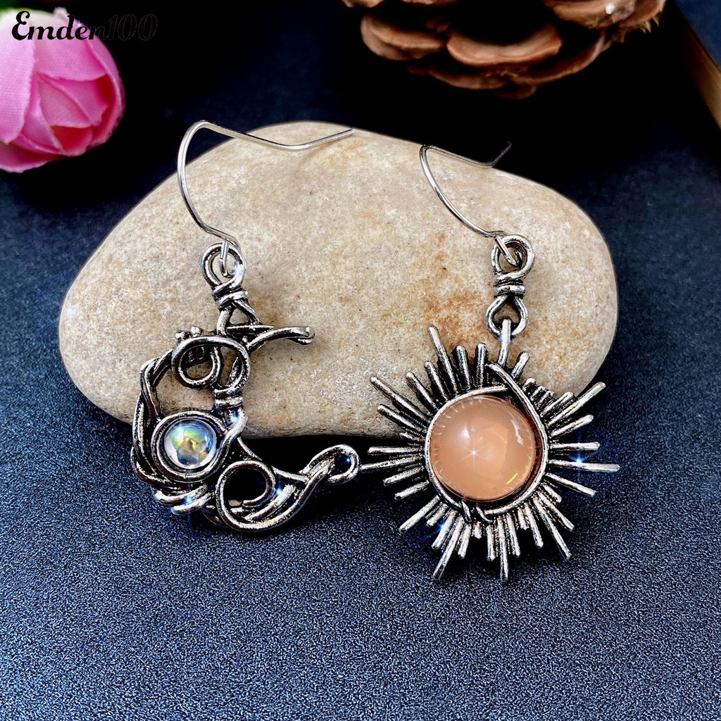 1 Đôi Bông Tai Hình Mặt Trăng Bằng Hợp Kim Tinh Tế