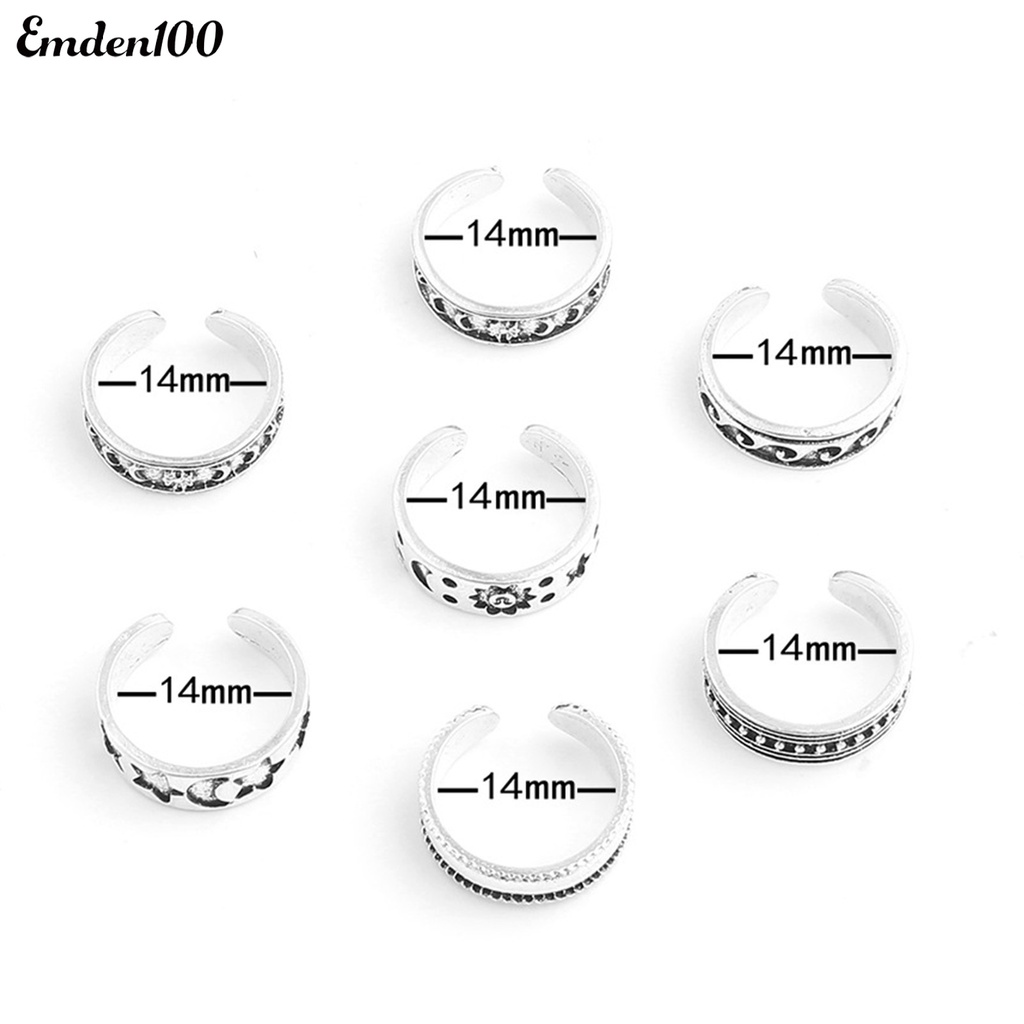 Set 7 Nhẫn Ngón Chân Hình Mặt Trăng Ngôi Sao Thời Trang