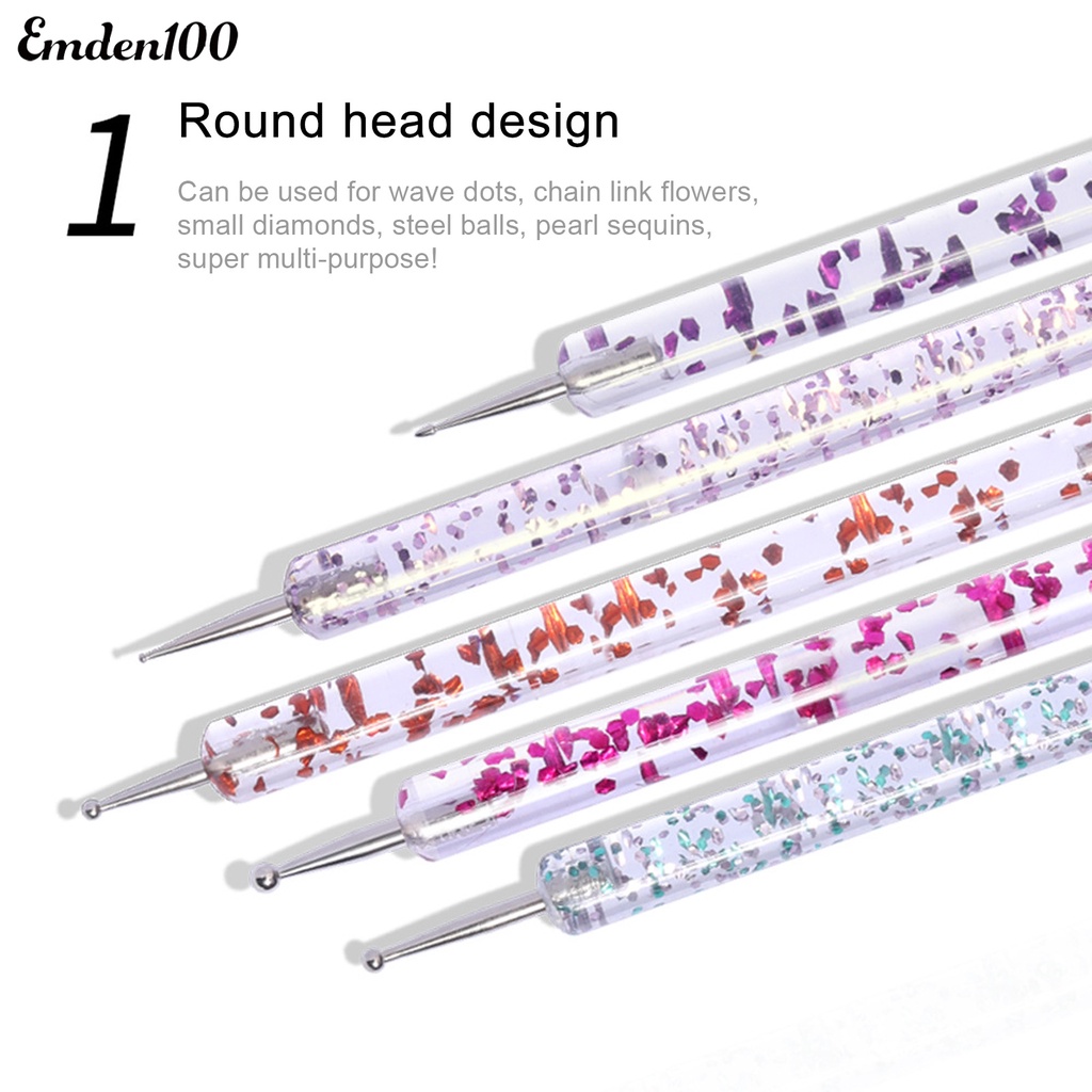 Set 5 Bút Hai Đầu Bằng Acrylic Dễ Sử Dụng Để Vẽ Móng Làm Đẹp