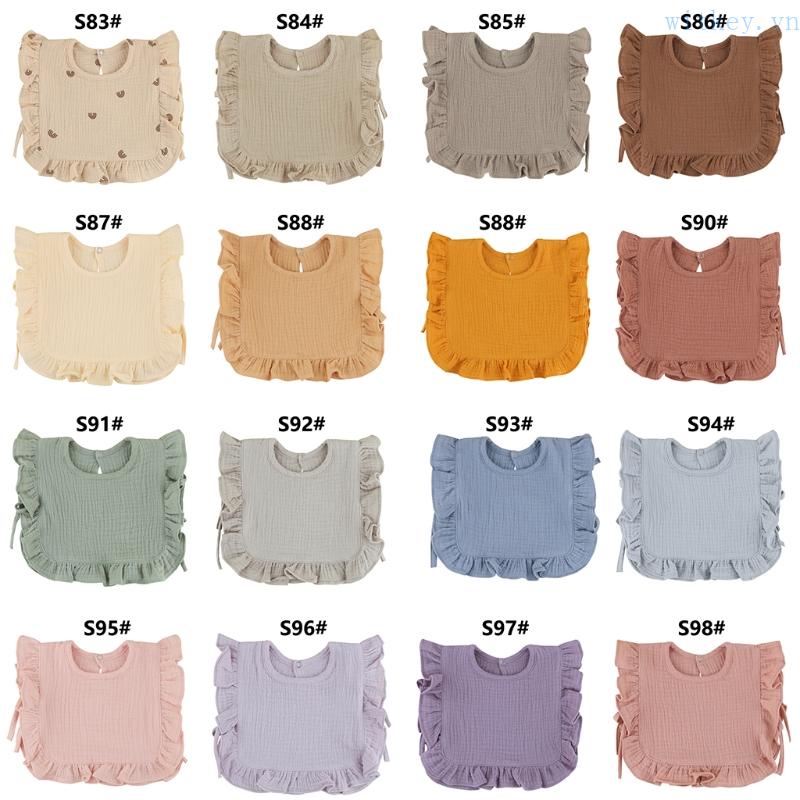Khăn Yếm Vải Cotton Màu Sắc Trơn Phối Ren Dành Cho Em Bé