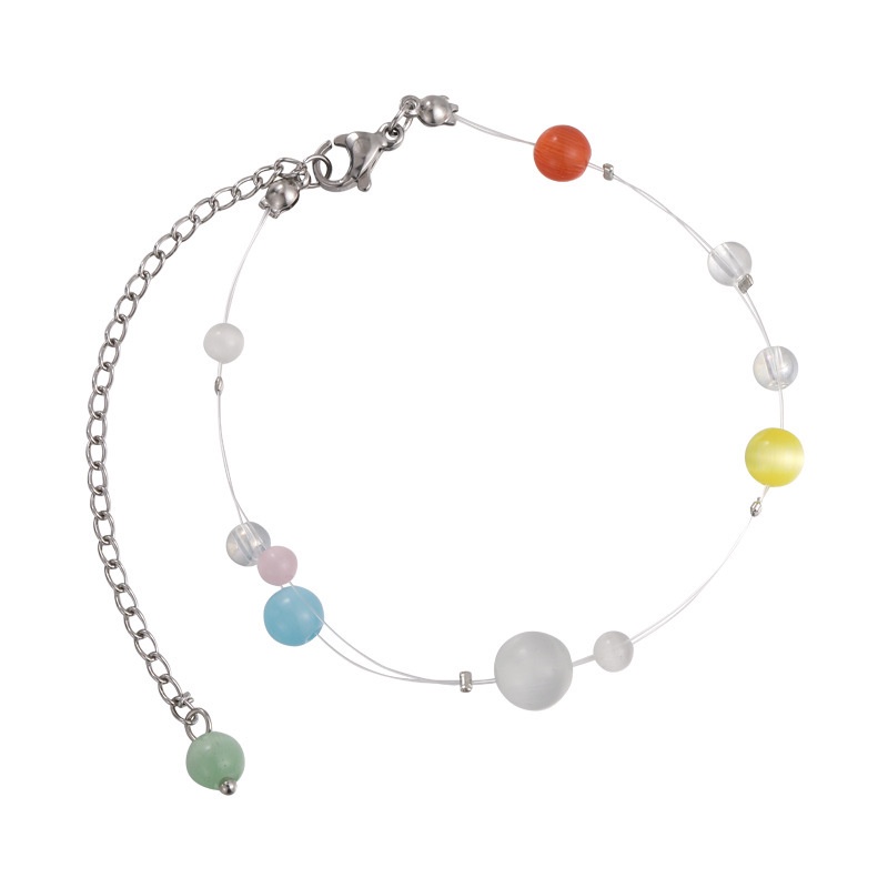 Vòng Tay Chuỗi Hạt Đá Opal Nhiều Màu Đơn Giản Cá Tính