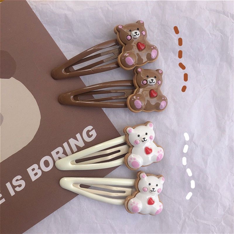 We Flower Kẹp Tóc Hình Gấu Nâu Hồng Dễ Thương Phong Cách Hàn Quốc Cho Nữ