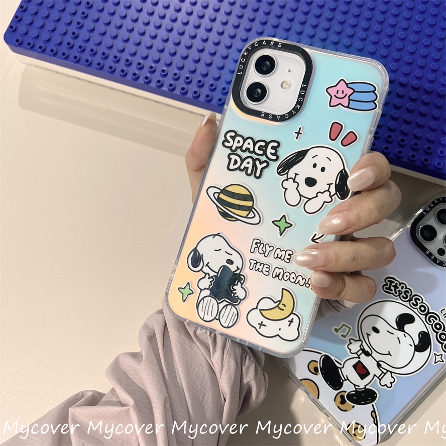 Ốp Điện Thoại Silicon Mềm Hình Snoopy Màu Gradient Lấp Lánh Cho iPhone 14 13 12 11 Pro Max X XR Xs Max 6 7 8 Plus