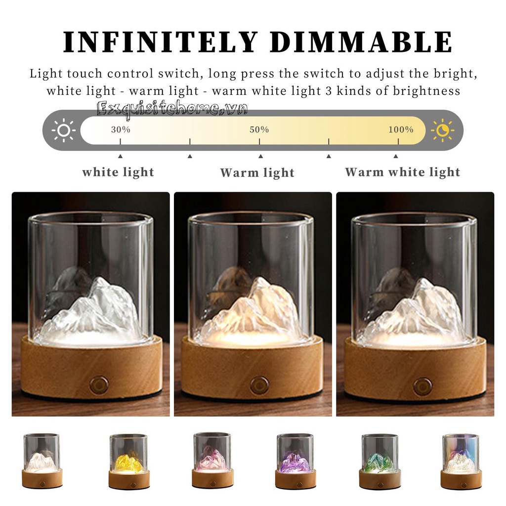 Đèn Ngủ Để Bàn Hình Ngọn Núi 300mAh Dùng Trang Trí Phòng Ngủ