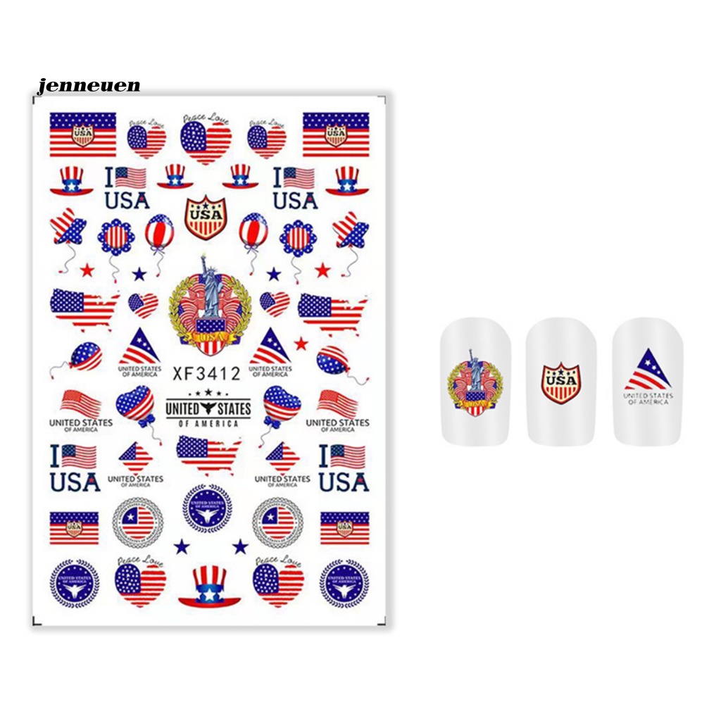 Bộ 8 Miếng Dán Trang Trí Móng Tay Họa Tiết Lá Cờ Độc Đáo